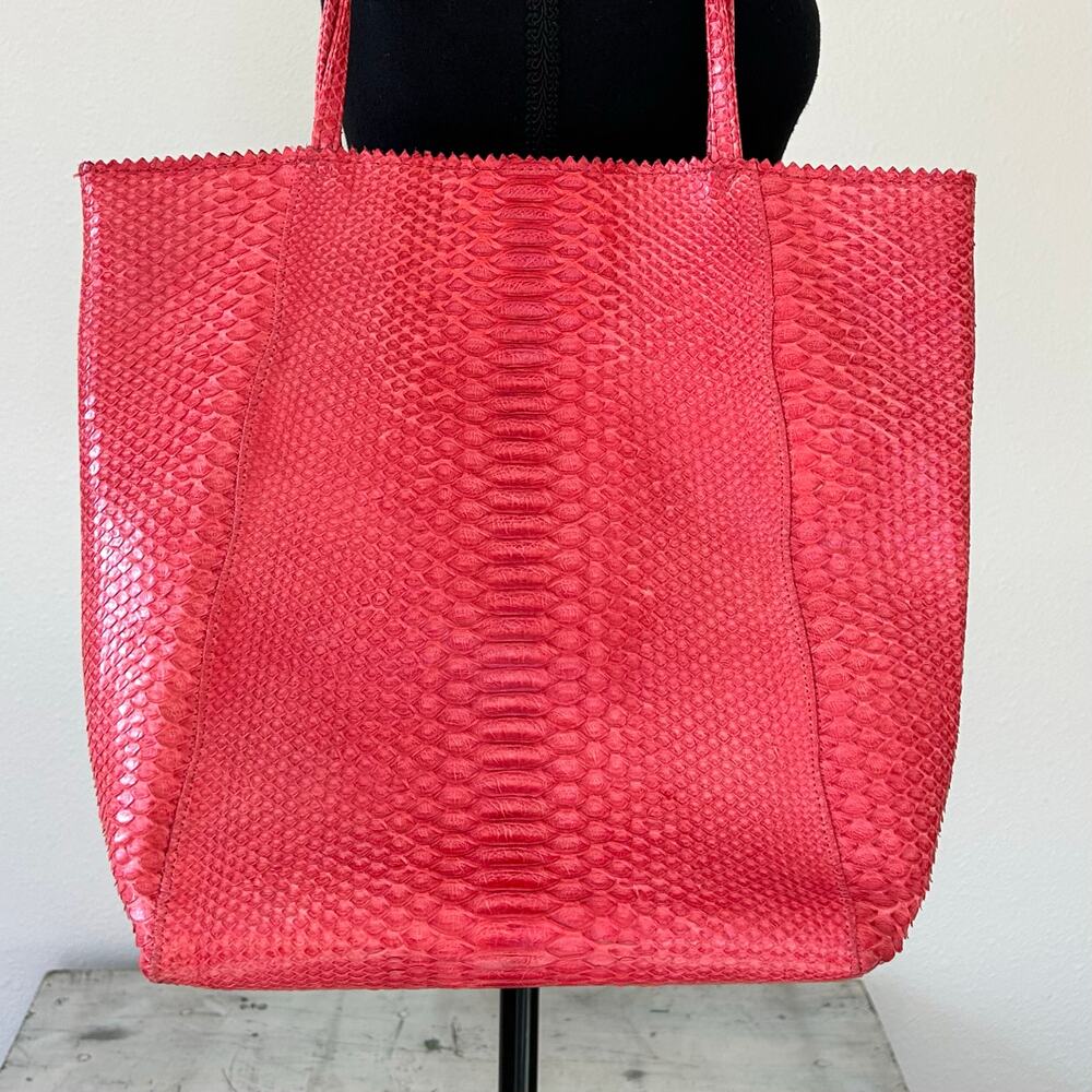 Carlos Falchi Python Leather Tote Bag Exotic Embo… - image 9